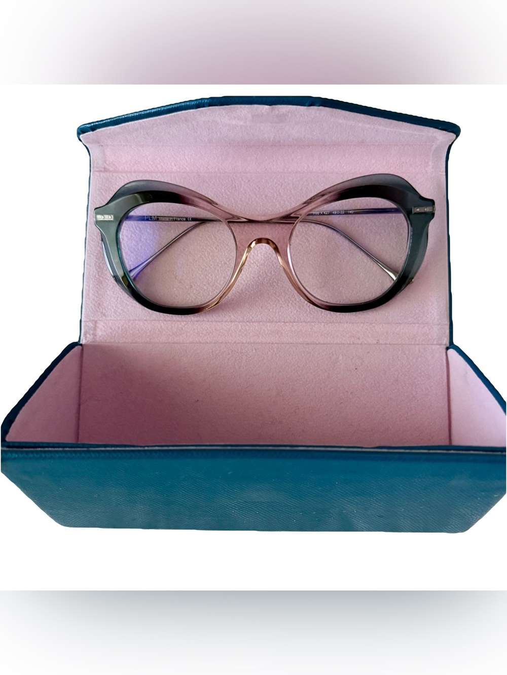 PLM Plein Les Mirettes French Glasses Frames Acetate Teal Ombre Hybride X